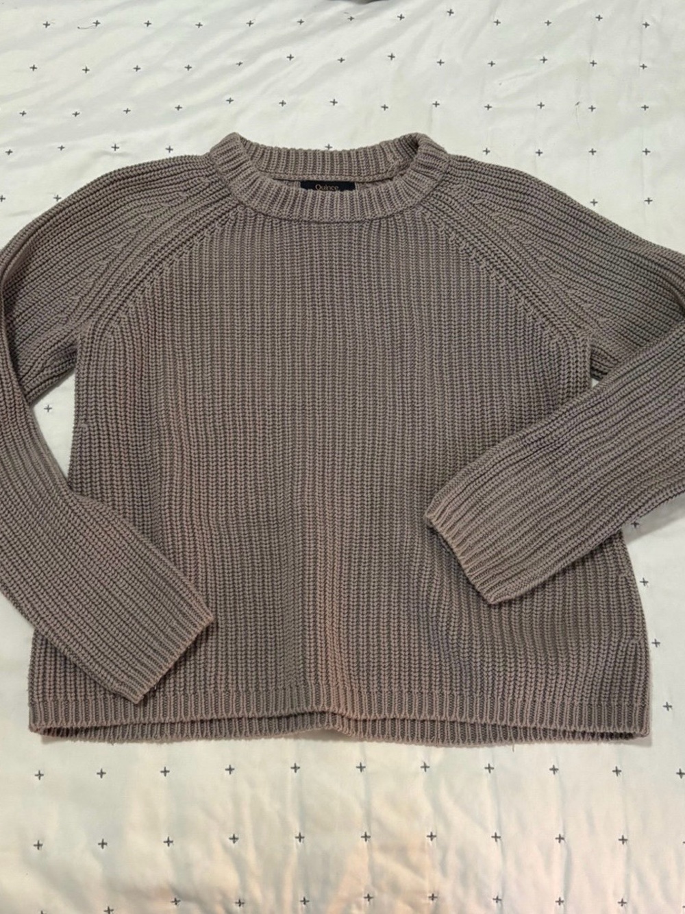 Quince Crewneck Ribbed Sweater - Grey